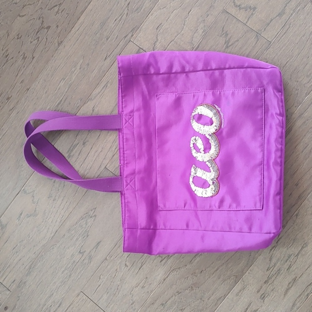 American Eagle Satin Like Purple 🟣 Tote Bag Used *MARKS